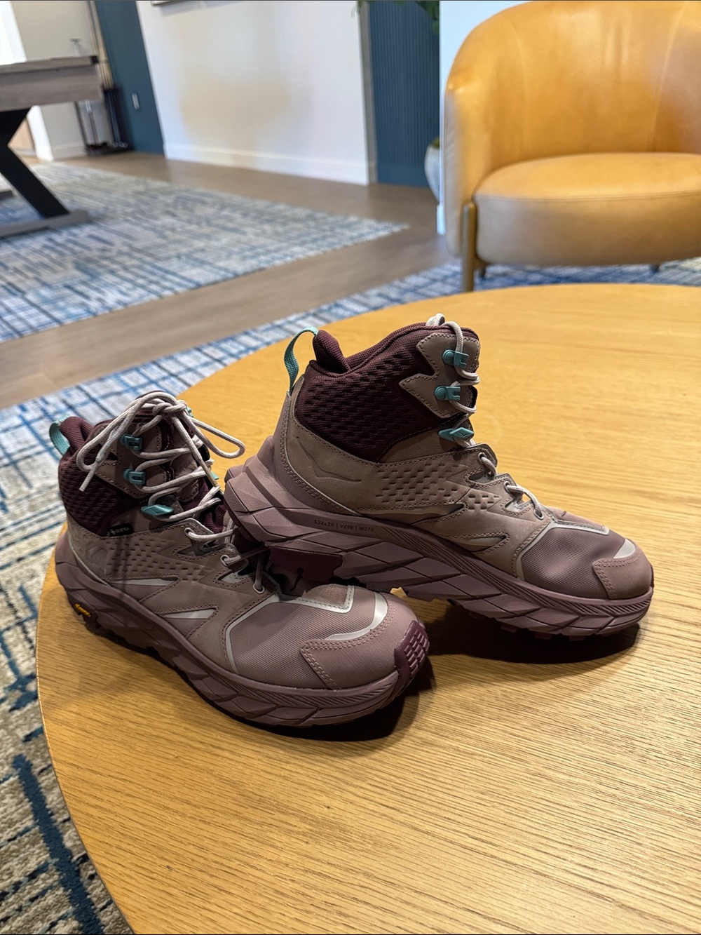 Hoka Women's Mauve and Plum High Top Trail Running Shoes - Picture 2 of 11